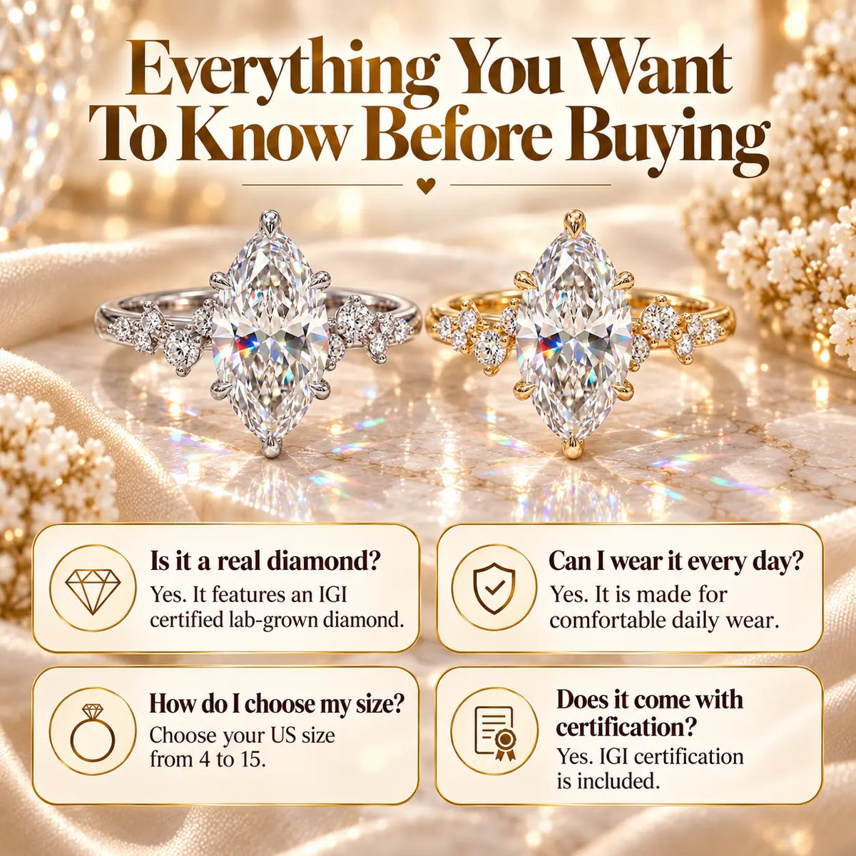 A Timeless Marquise Diamond Ring Designed To Make Every Woman Feel Elegant, Loved & Unforgettable-Last Day Sale-90% OFF🔥