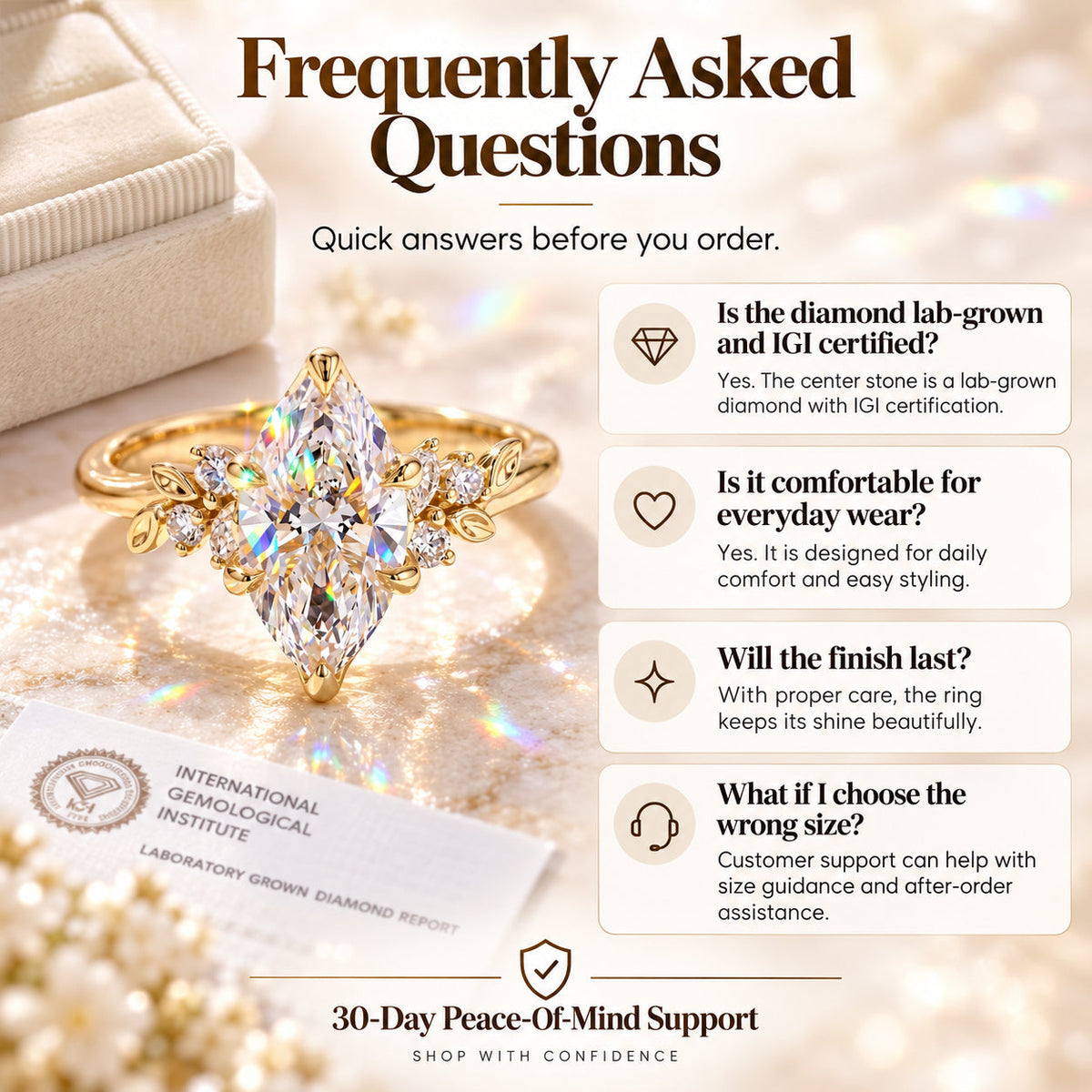 A Stunning Marquise Lab Diamond Ring Designed To Make Your Hands Look More Elegant — With Romantic Floral Details And Luxury Sparkle You'll Love Every Day-Last Day Sale-90% OFF🔥