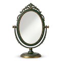 Vintage Forest Green and Gold Swivel Tabletop Mirror
