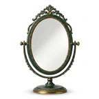 Vintage Forest Green and Gold Swivel Tabletop Mirror