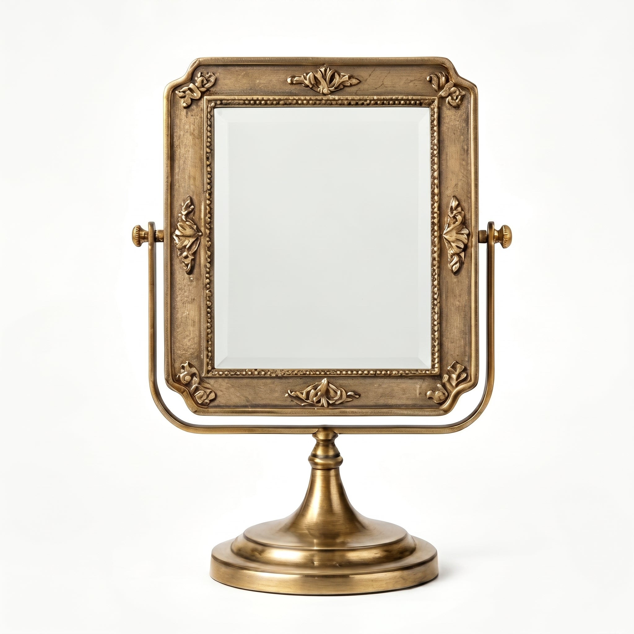 Vintage Bronze Finish Rectangular Swivel Tabletop Mirror