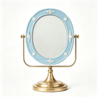 Powder Blue Floral Cameo Vanity Mirror