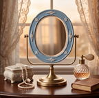Powder Blue Floral Cameo Vanity Mirror