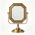 Antique Brass Octagonal Tabletop Vanity Mirror
