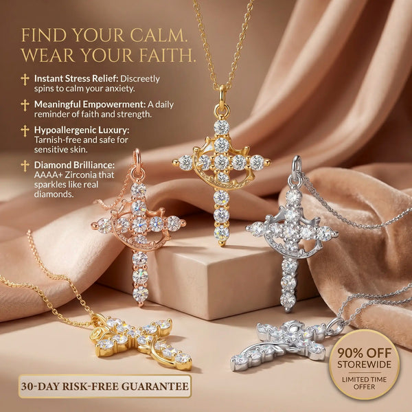 csandiva™ 14K Gold Rotatable Crown Cross Necklace - Discreet Anxiety Relief & Elegant Faith Jewelry | Claim 90% OFF Today🔥