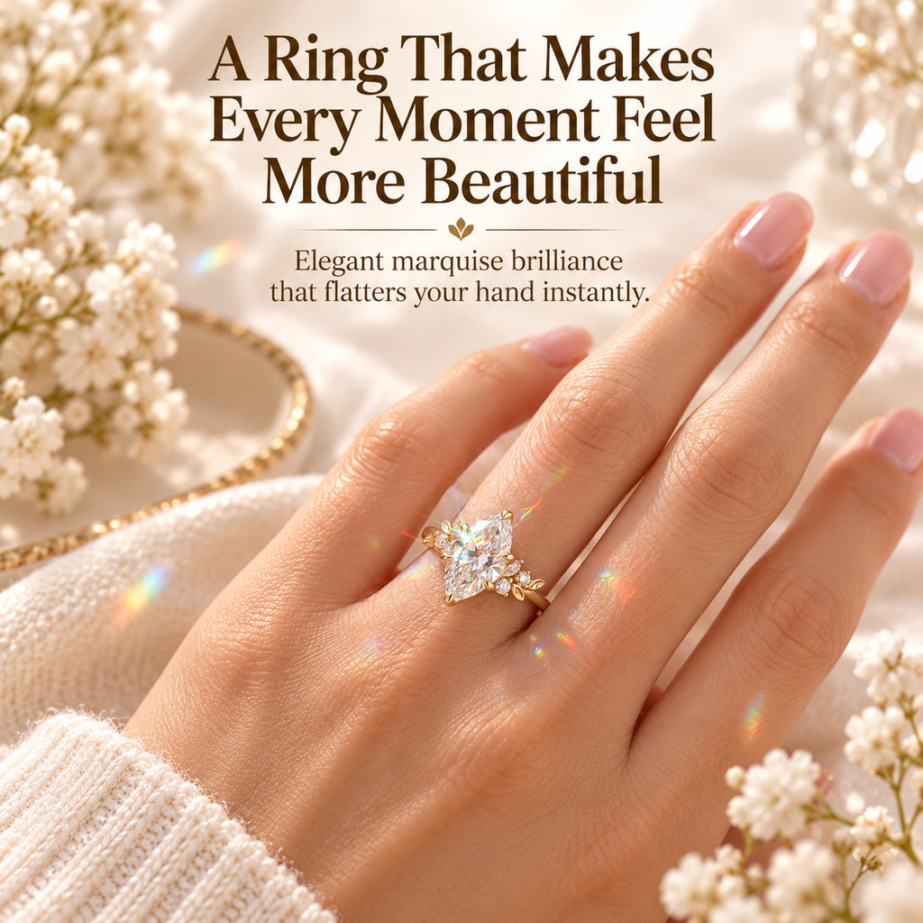 A Stunning Marquise Lab Diamond Ring Designed To Make Your Hands Look More Elegant — With Romantic Floral Details And Luxury Sparkle You'll Love Every Day-Last Day Sale-90% OFF🔥