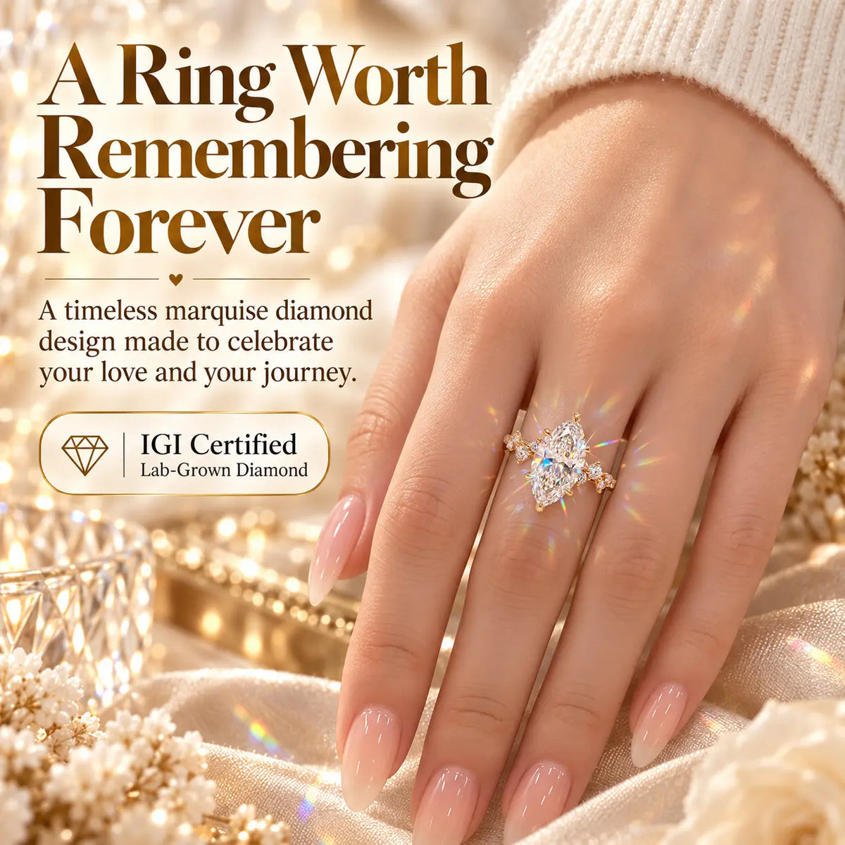 A Timeless Marquise Diamond Ring Designed To Make Every Woman Feel Elegant, Loved & Unforgettable-Last Day Sale-90% OFF🔥