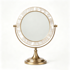Luminous Mother-of-Pearl & Antique Brass Vanity Mirror