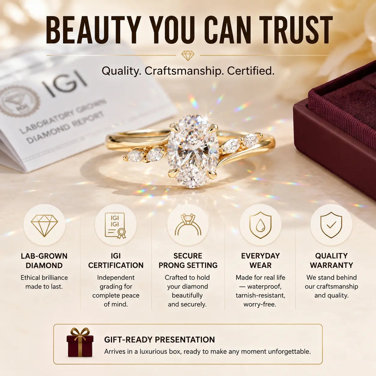 The Oval Diamond Ring That Makes Every Hand Look Elegant & Luxurious-Last Day Sale-90% OFF🔥