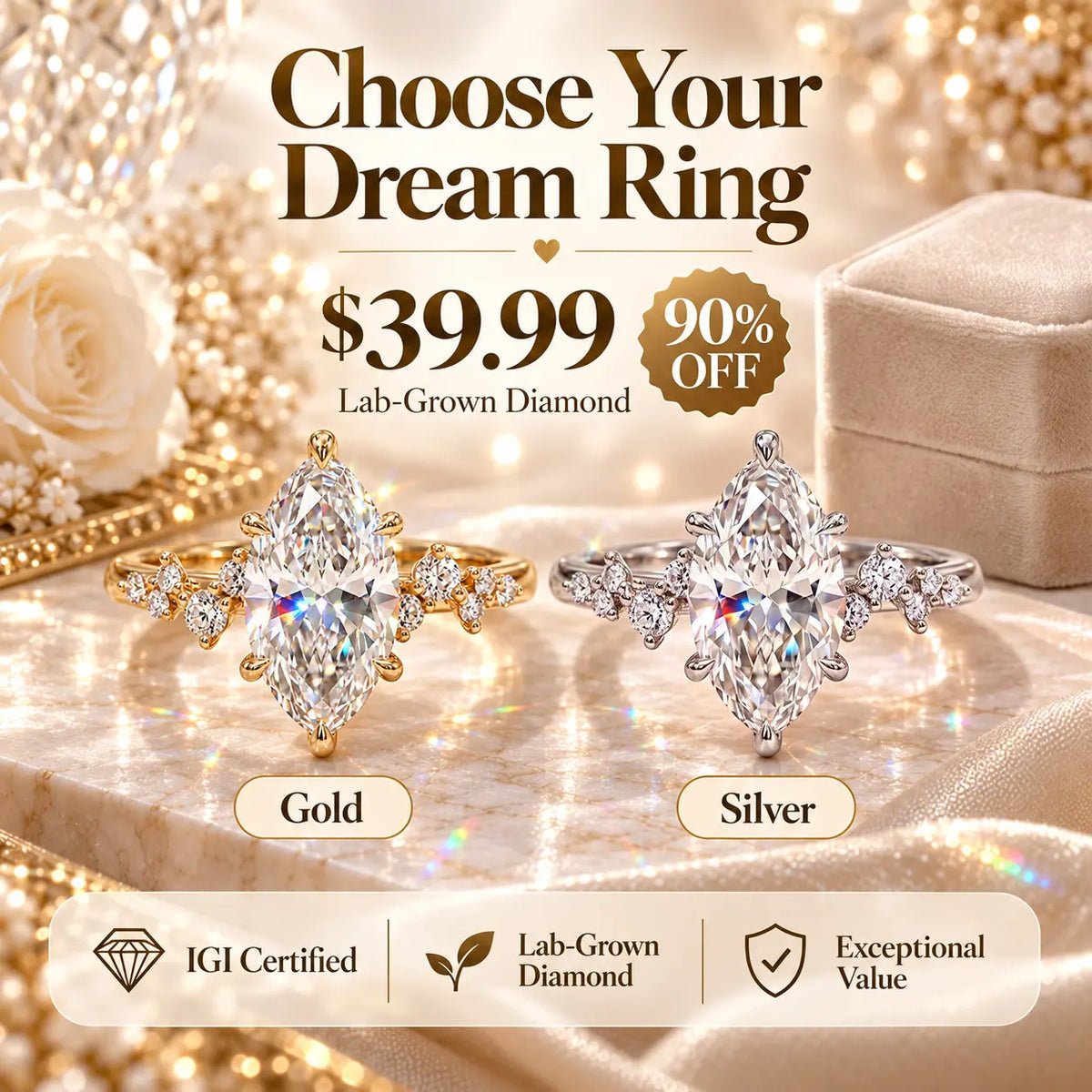 A Timeless Marquise Diamond Ring Designed To Make Every Woman Feel Elegant, Loved & Unforgettable-Last Day Sale-90% OFF🔥
