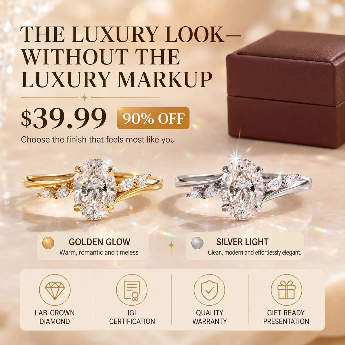 The Oval Diamond Ring That Makes Every Hand Look Elegant & Luxurious-Last Day Sale-90% OFF🔥