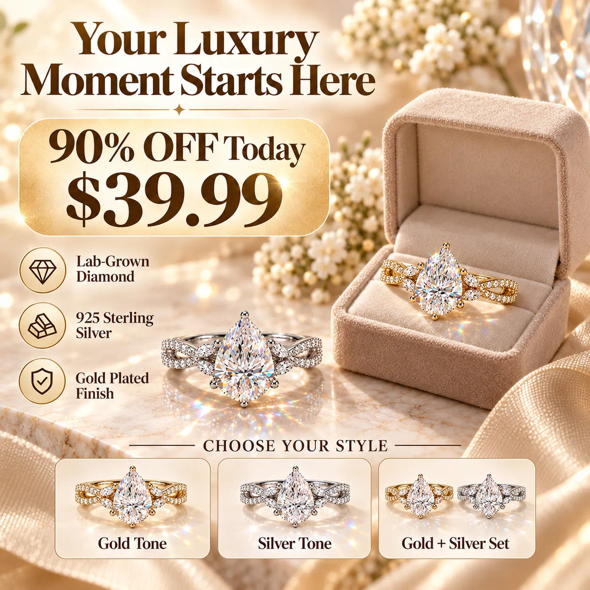 Luxury Pear-Cut Brilliance, Designed To Make Every Moment Feel Extraordinary-Last Day Sale-90% OFF🔥