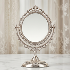 Vintage Silver Finish Swivel Tabletop Mirror