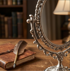 Vintage Silver Finish Swivel Tabletop Mirror