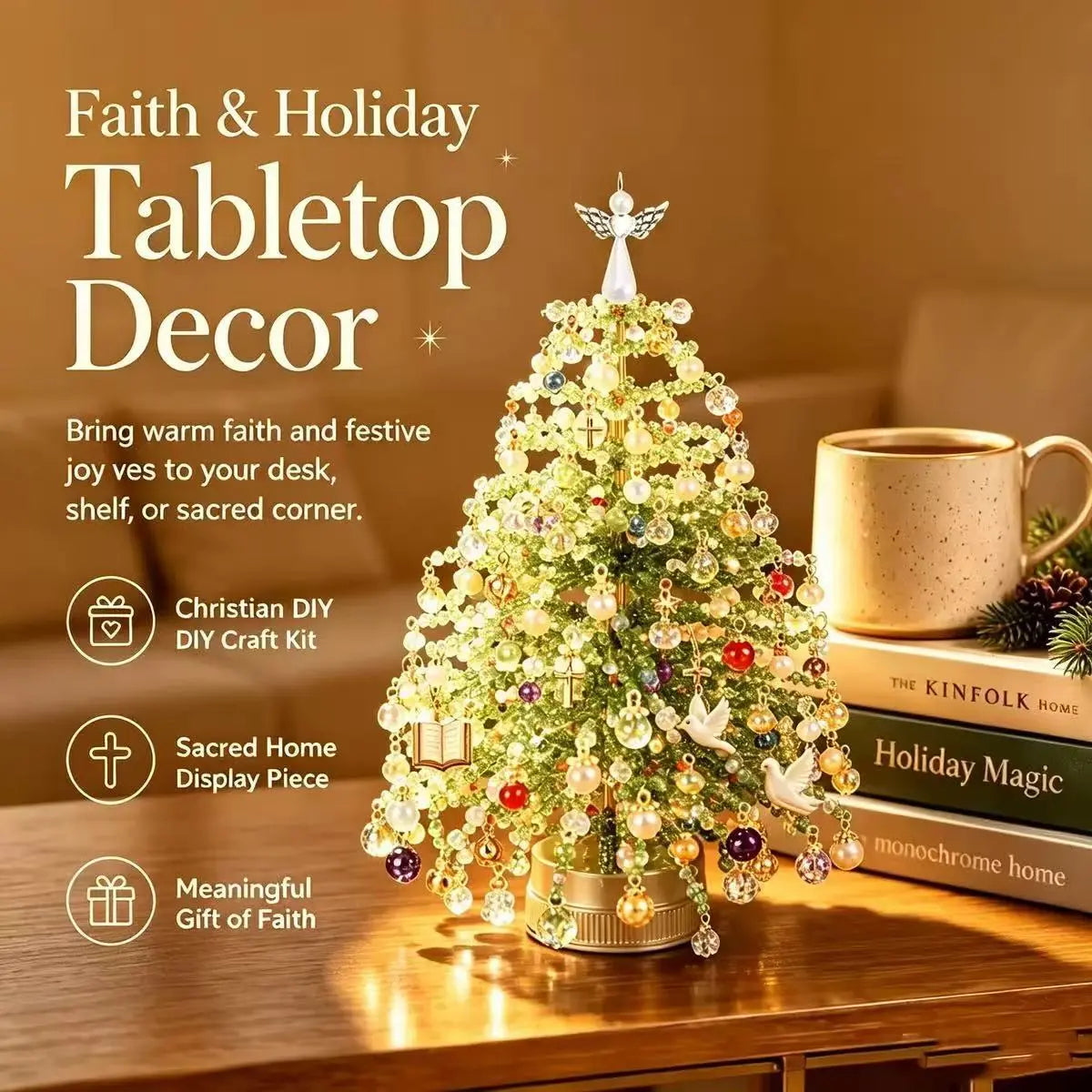 DIY Beaded Crystal Christmas Tree Kit | Sparkling Tabletop Holiday Decor & Stress-Relief Crafting Gift for Women & Home