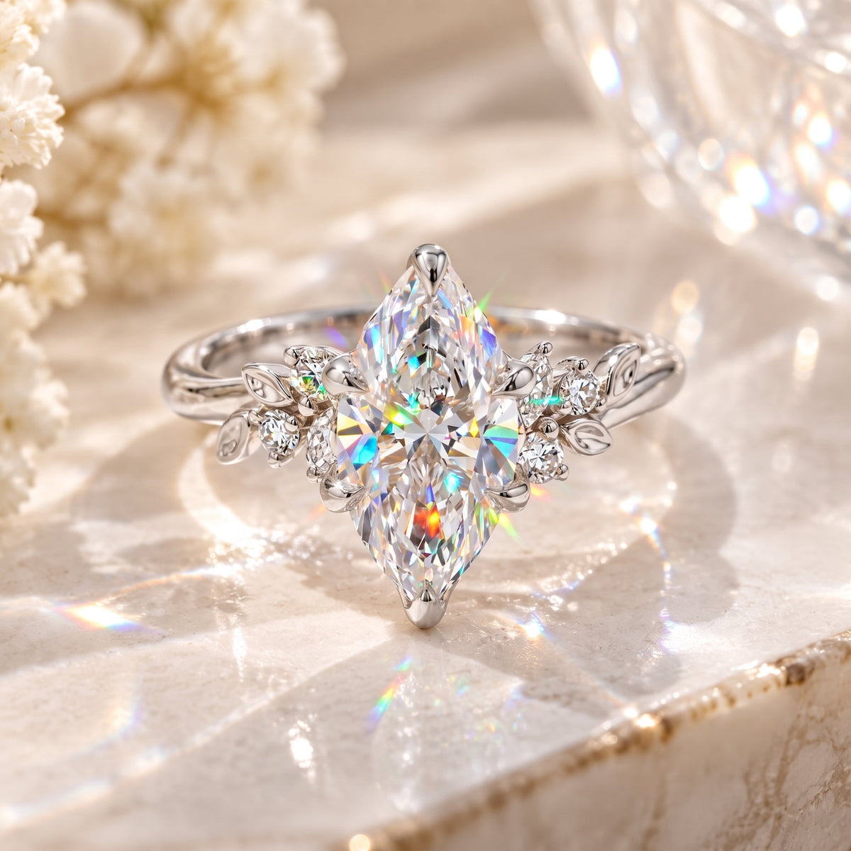 A Stunning Marquise Lab Diamond Ring Designed To Make Your Hands Look More Elegant — With Romantic Floral Details And Luxury Sparkle You'll Love Every Day-Last Day Sale-90% OFF🔥
