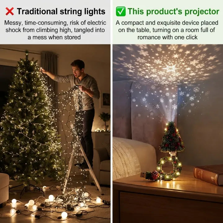 Viral Rotating Christmas Snowflake & Aurora LED Night Light Projector