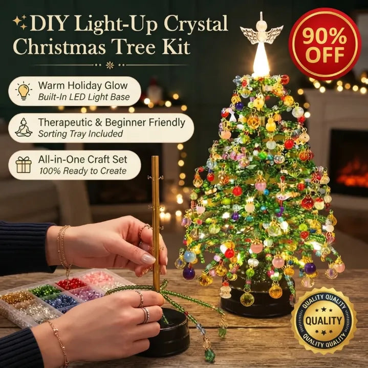 DIY Beaded Crystal Christmas Tree Kit | Sparkling Tabletop Holiday Decor & Stress-Relief Crafting Gift for Women & Home