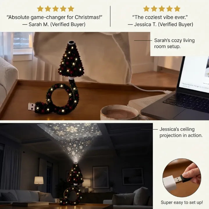 Viral Rotating Christmas Snowflake & Aurora LED Night Light Projector