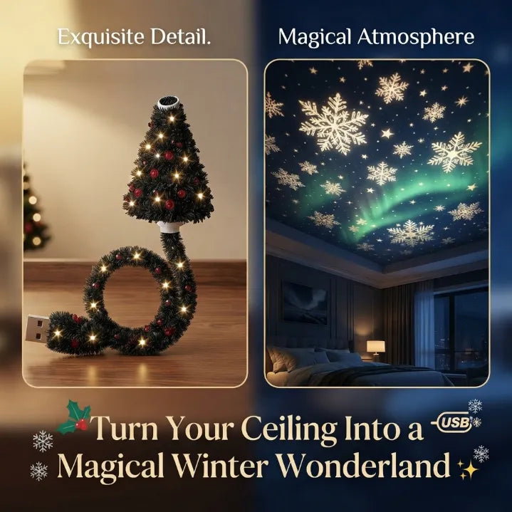 Viral Rotating Christmas Snowflake & Aurora LED Night Light Projector