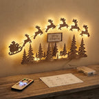 Holiday Magic LED Wooden Reindeer Sleigh Hanging Decor for Living Room & Home
